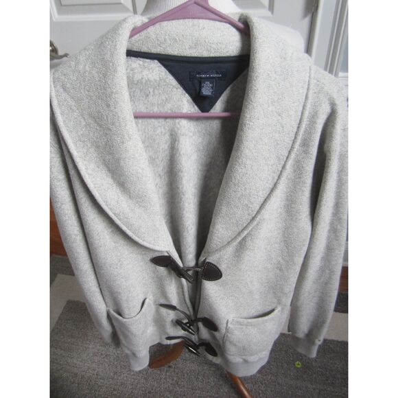 Tommy Hilfiger Classic Collared Toggle Fastening Knitted  Grey Cardigan XXL - Picture 1 of 5